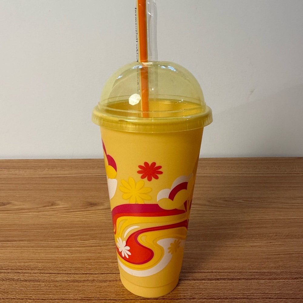 Starbucks Yellow Floral Reusable Cold Cup NWOT - Picture 2 of 3